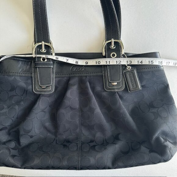 Coach Handbag - Black Soho Signature Tote Patent Leather Trim - Like New - Picture 10 of 11